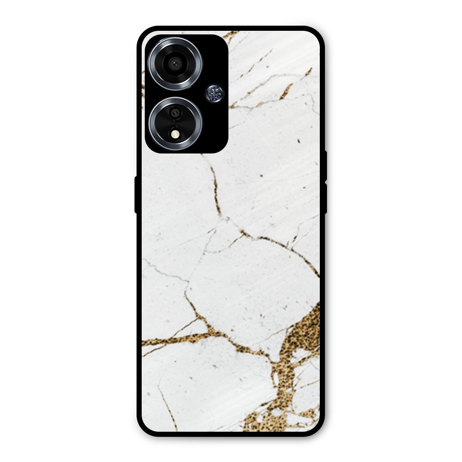 White and Gold Design Metal Back Case for Oppo A59
