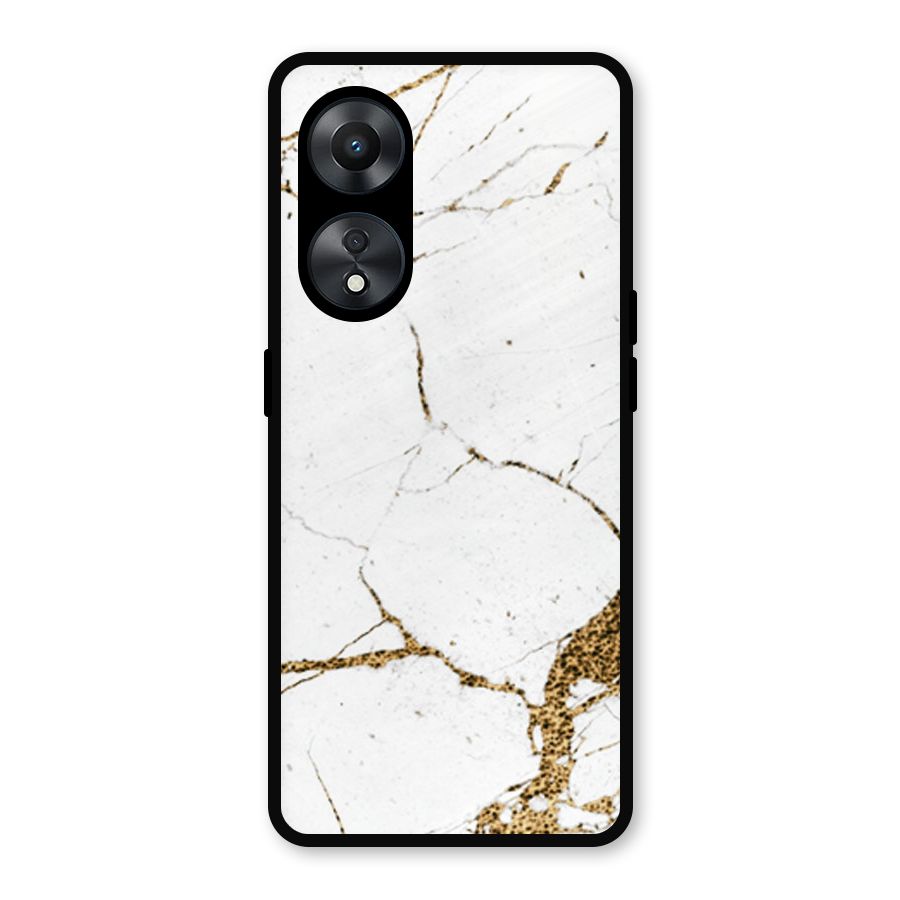 White and Gold Design Metal Back Case for Oppo A78