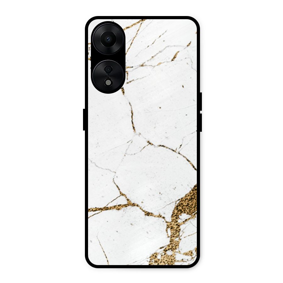 White and Gold Design Metal Back Case for Oppo A78 5G