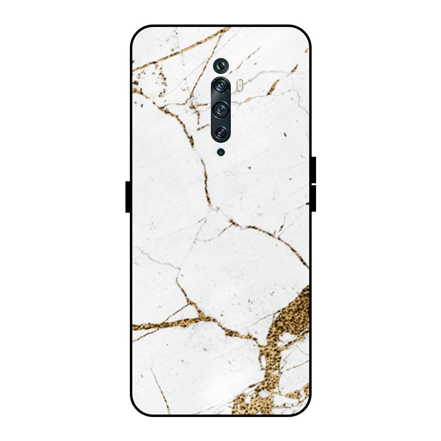 White and Gold Design Metal Back Case for Oppo Reno2 Z