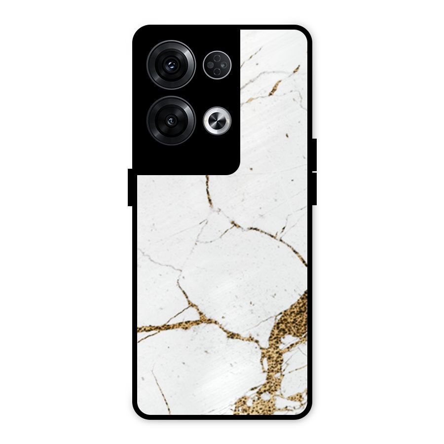 White and Gold Design Metal Back Case for Oppo Reno8 Pro 5G