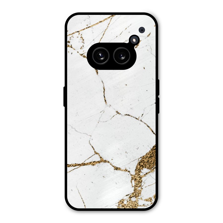 White and Gold Design Metal Back Case for Nothing Phone 2a