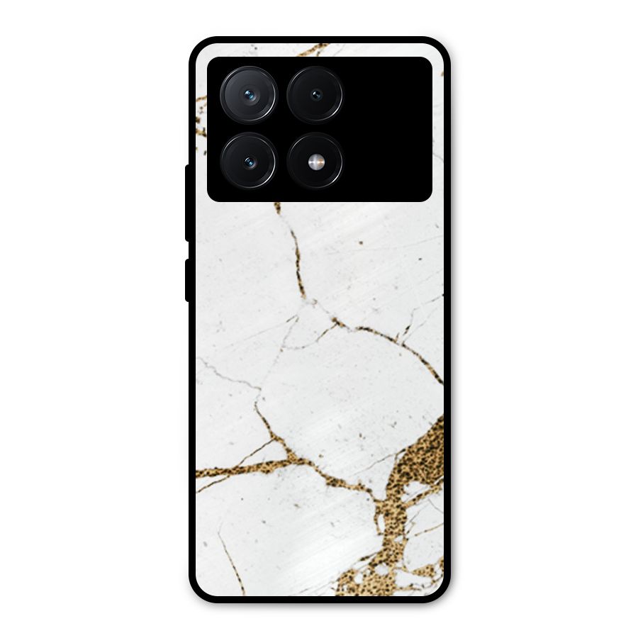 White and Gold Design Metal Back Case for Poco X6 Pro
