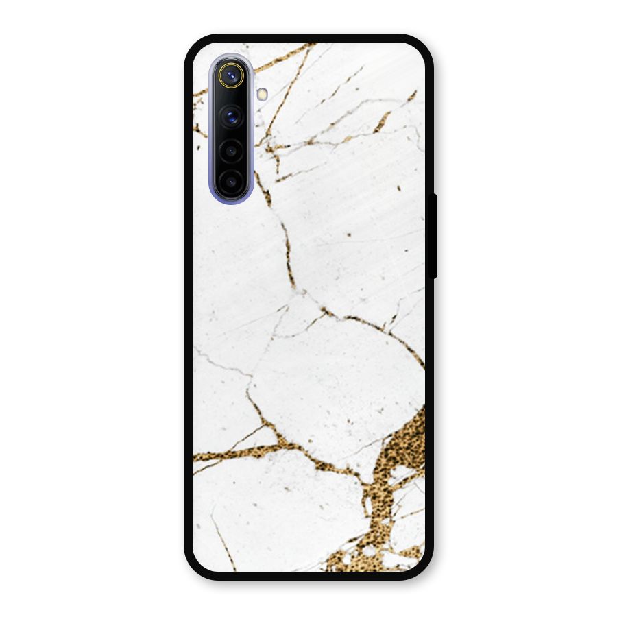 White and Gold Design Metal Back Case for Realme 6i