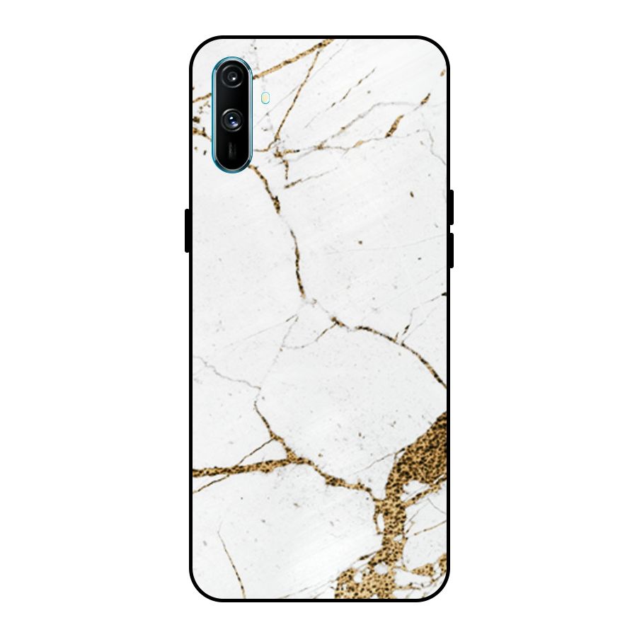 White and Gold Design Metal Back Case for Realme C3
