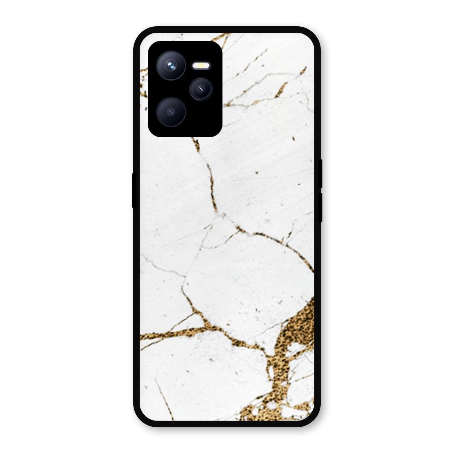 White and Gold Design Metal Back Case for Realme C35