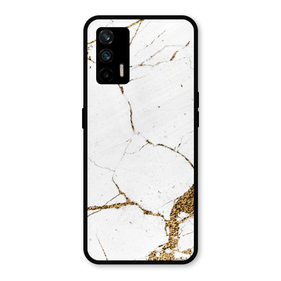 White and Gold Design Metal Back Case for Realme GT 5G