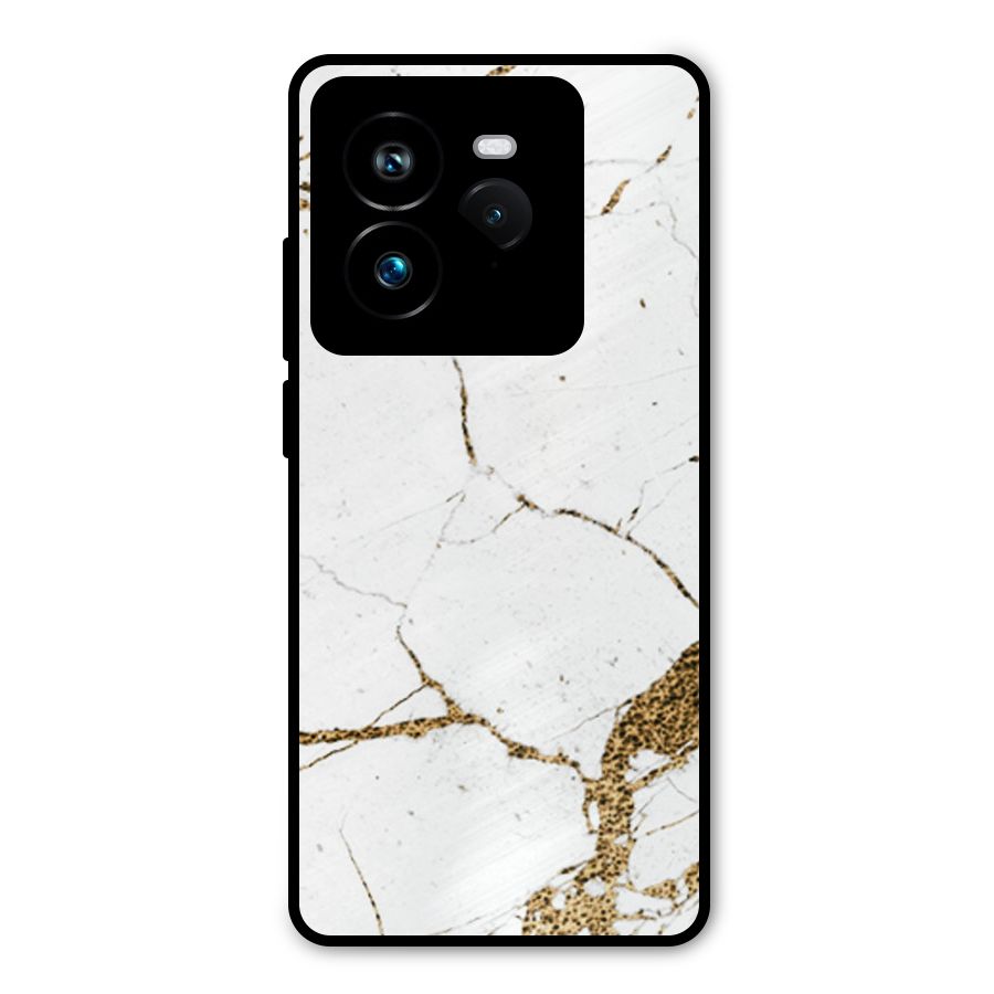 White and Gold Design Metal Back Case for Realme GT 7 Pro