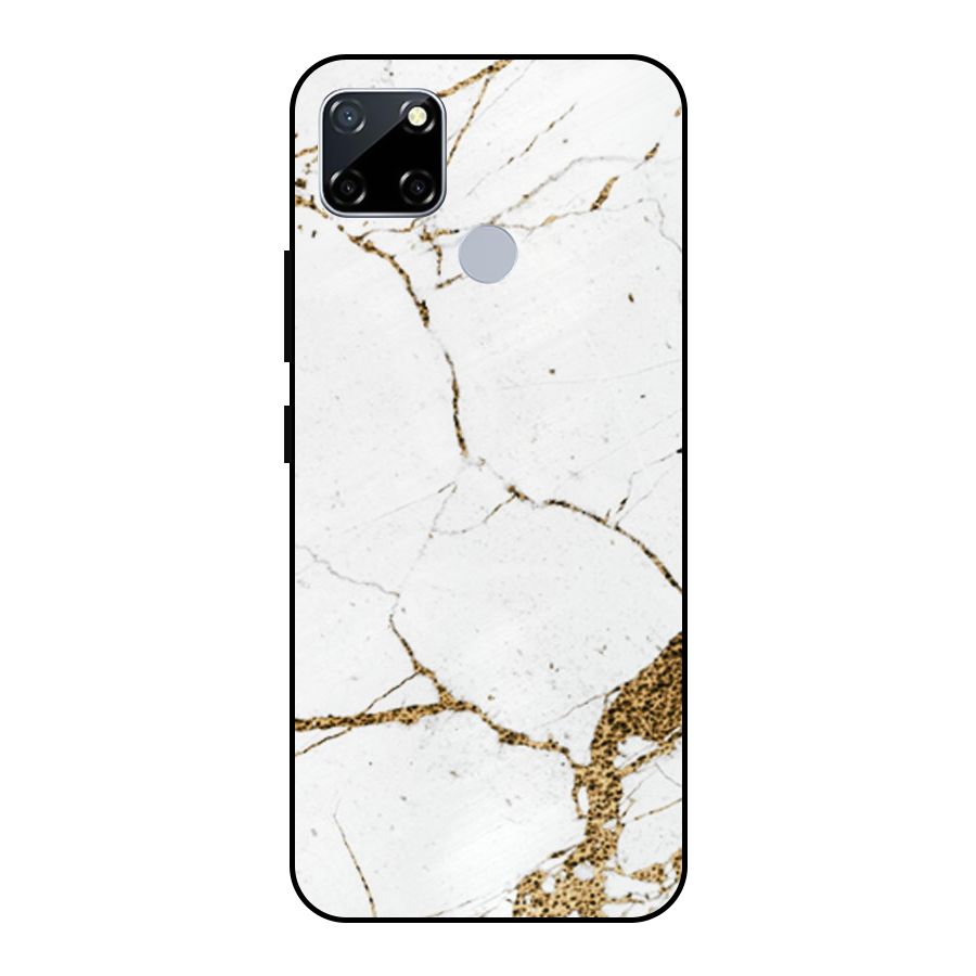 White and Gold Design Metal Back Case for Realme Narzo 20