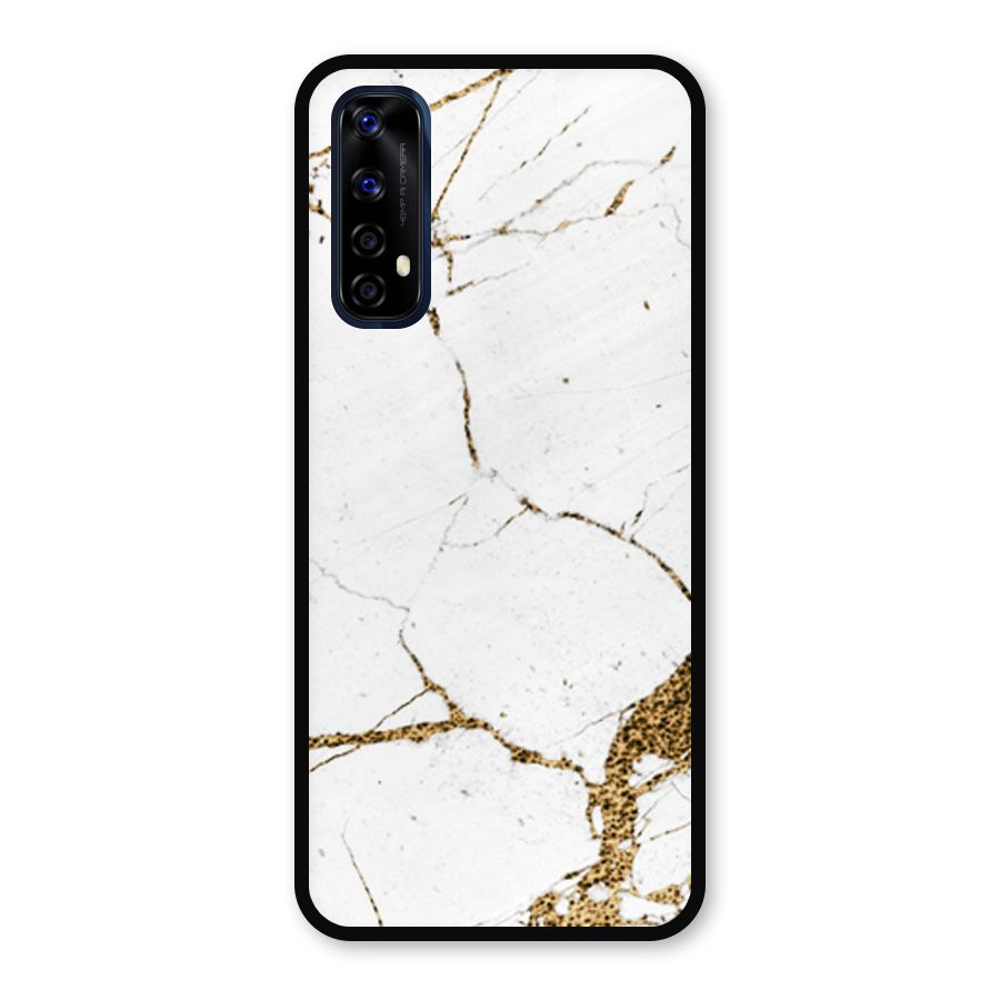 White and Gold Design Metal Back Case for Realme Narzo 20 Pro