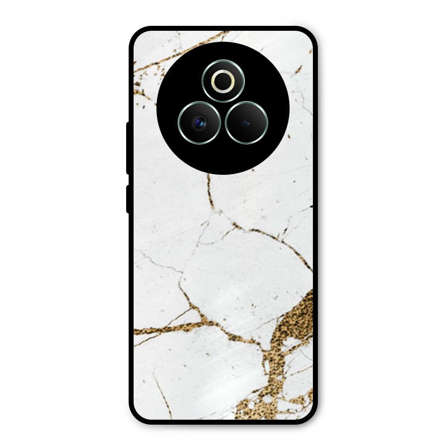 White and Gold Design Metal Back Case for Realme P3 Pro