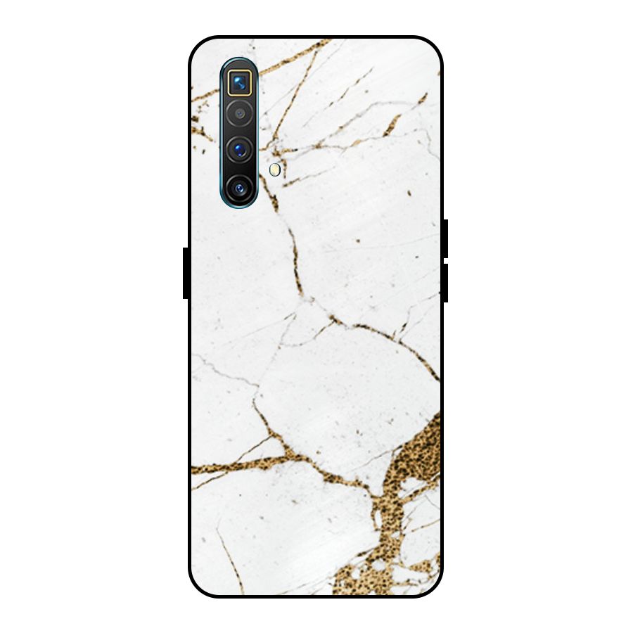 White and Gold Design Metal Back Case for Realme X3 SuperZoom