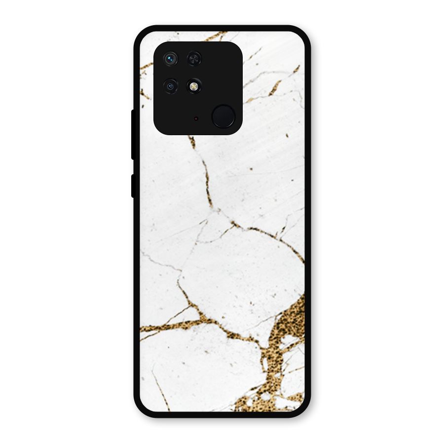 White and Gold Design Metal Back Case for Redmi 10 Power