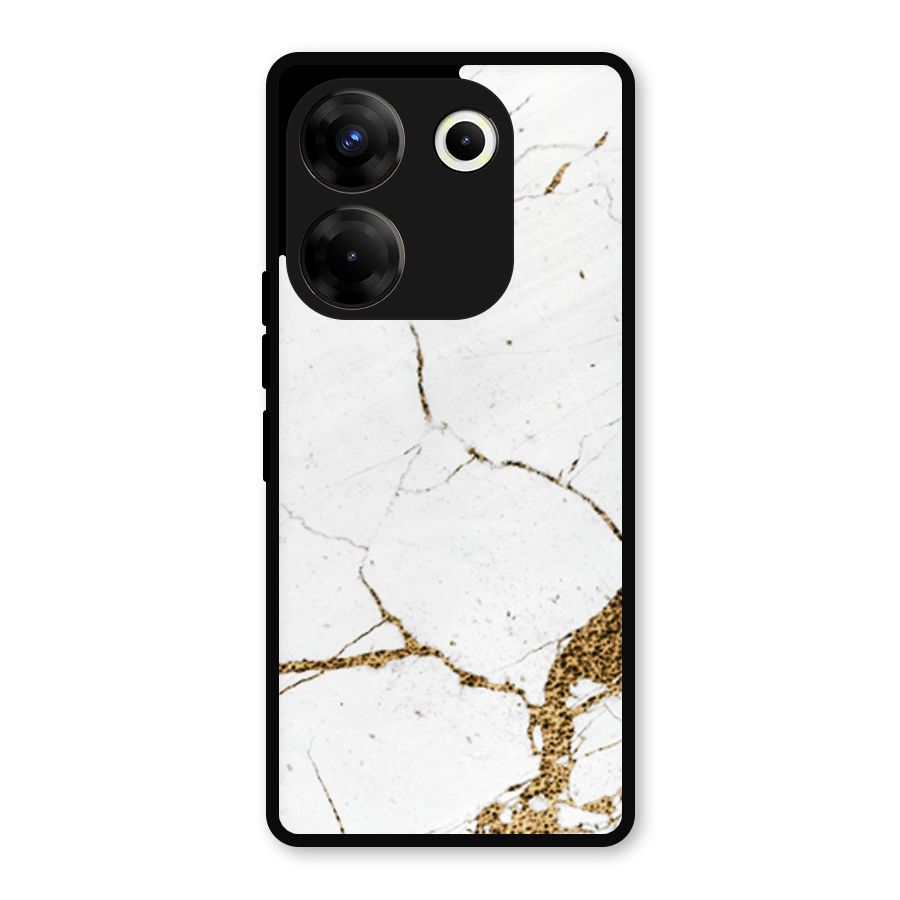 White and Gold Design Metal Back Case for Tecno Camon 20