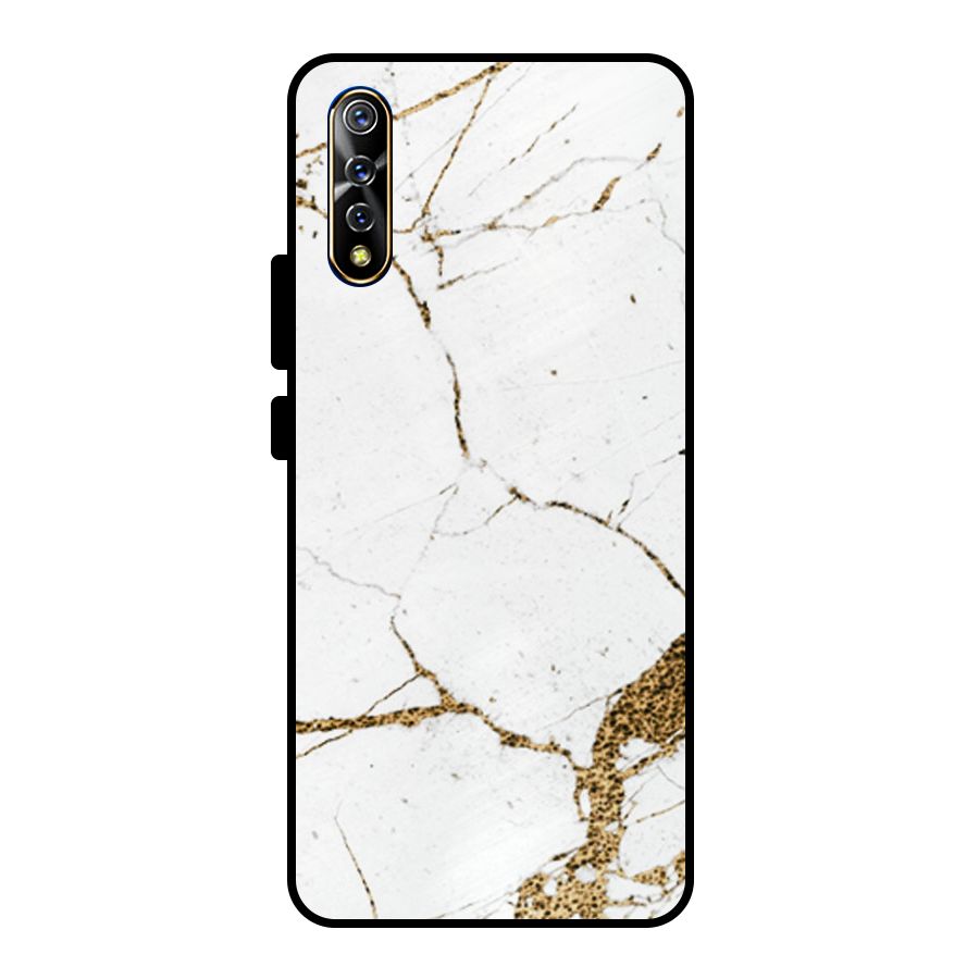 White and Gold Design Metal Back Case for Vivo S1