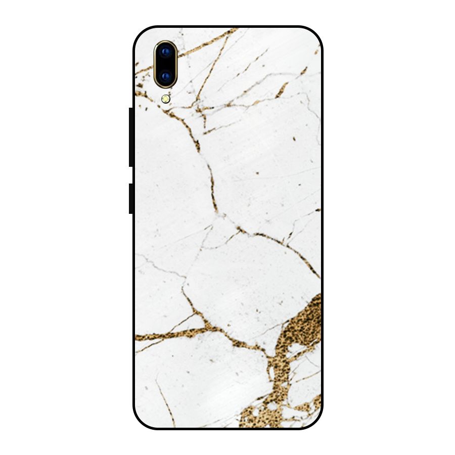 White and Gold Design Metal Back Case for Vivo V11 Pro