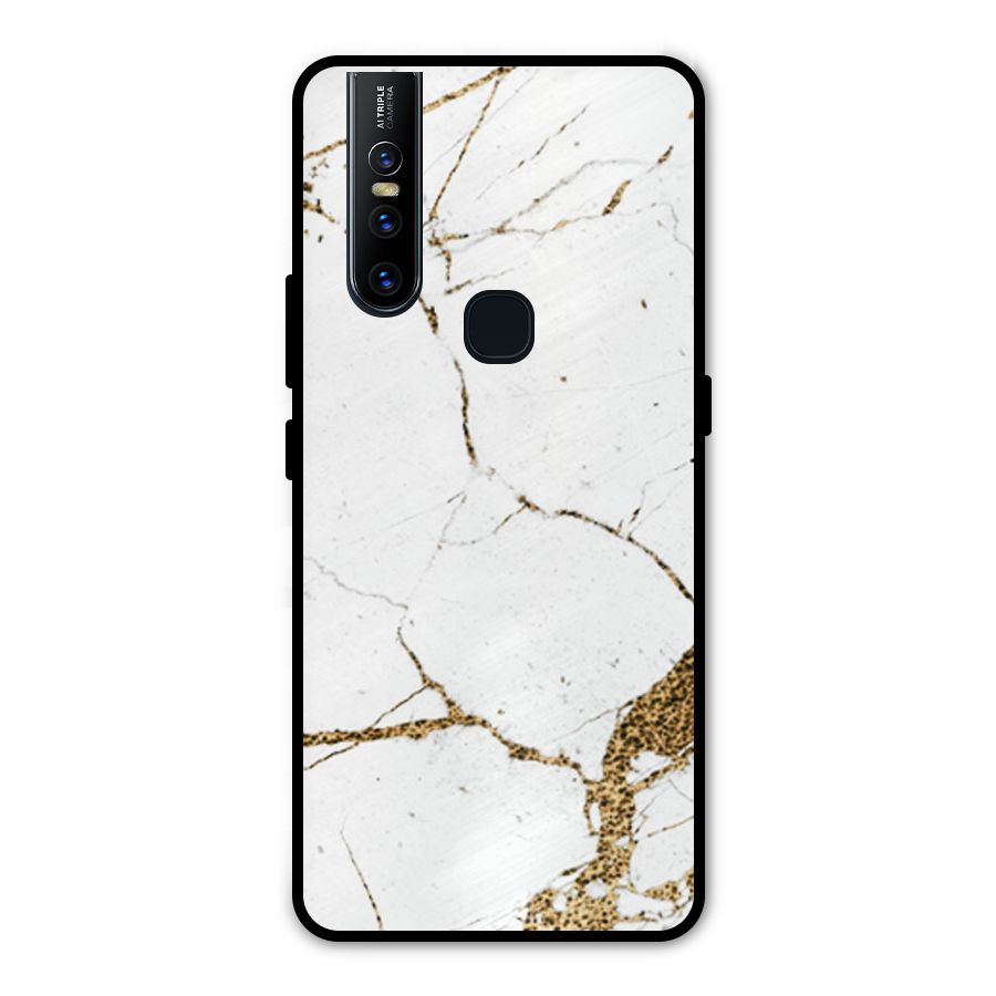 White and Gold Design Metal Back Case for Vivo V15