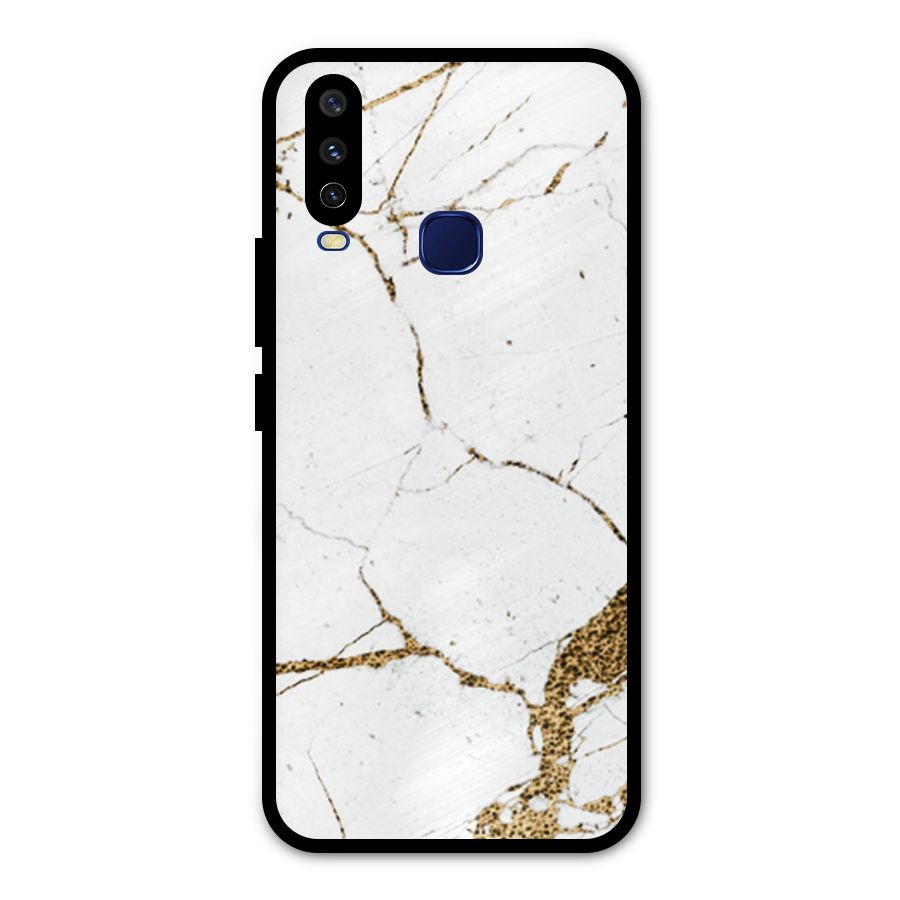 White and Gold Design Metal Back Case for Vivo V17