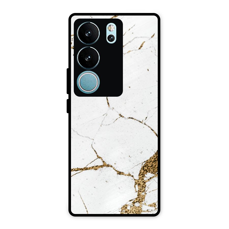 White and Gold Design Metal Back Case for Vivo V29