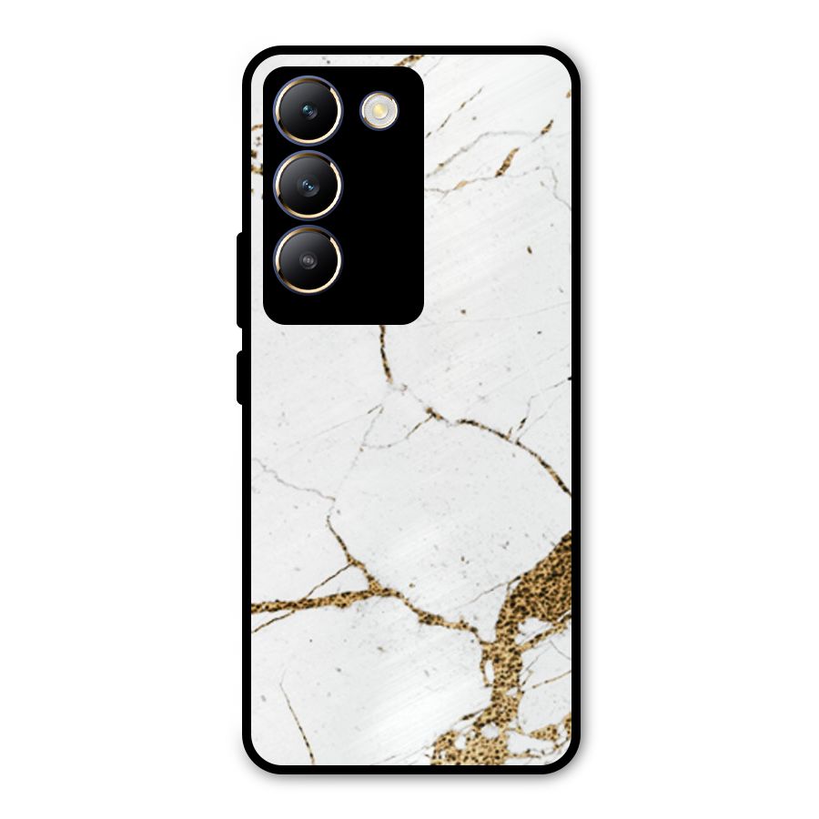 White and Gold Design Metal Back Case for Vivo Y200e