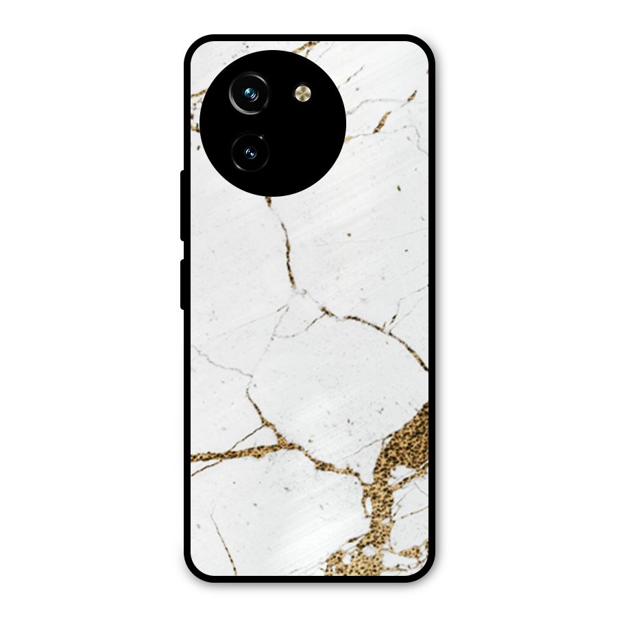 White and Gold Design Metal Back Case for Vivo Y200i