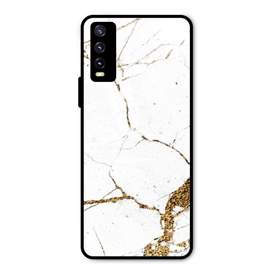 White and Gold Design Metal Back Case for Vivo Y20g
