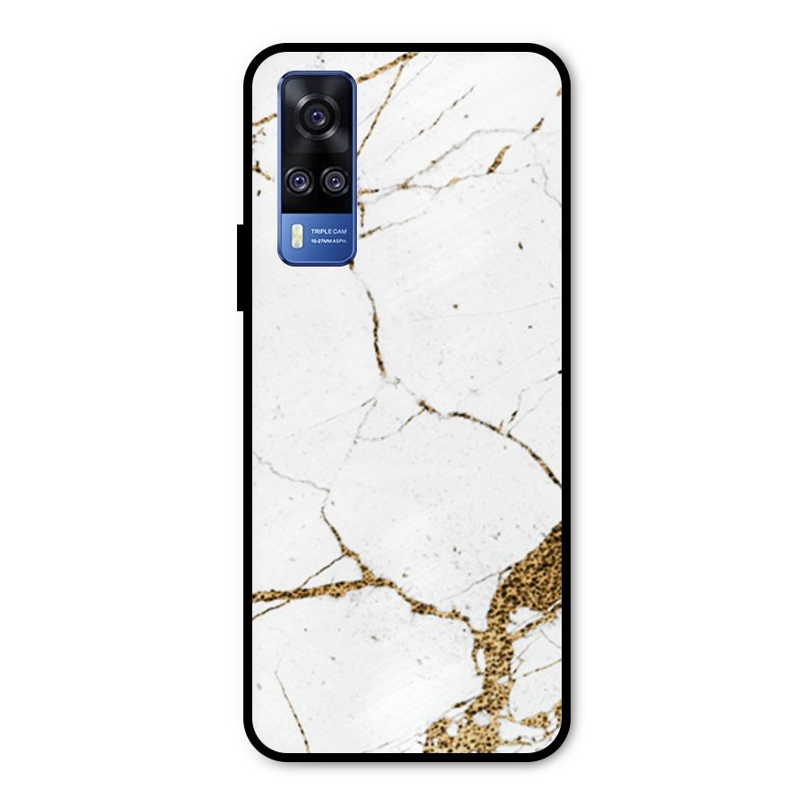 White and Gold Design Metal Back Case for Vivo Y31