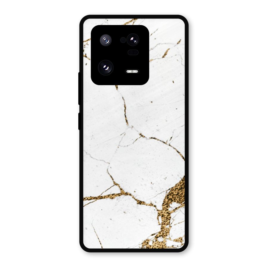 White and Gold Design Metal Back Case for Xiaomi 13 Pro