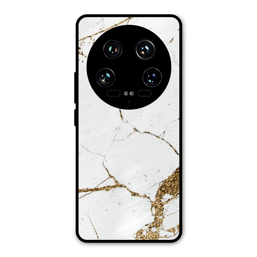 White and Gold Design Metal Back Case for Xiaomi 14 Ultra