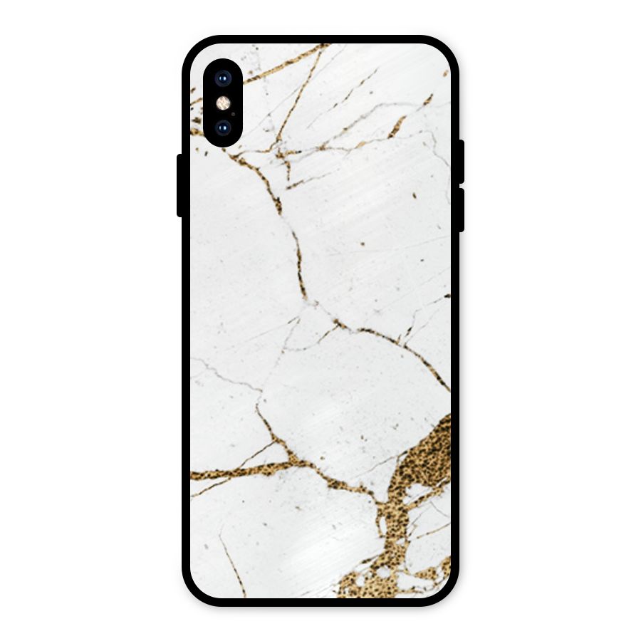 White and Gold Design Metal Back Case for iPhone XS Max