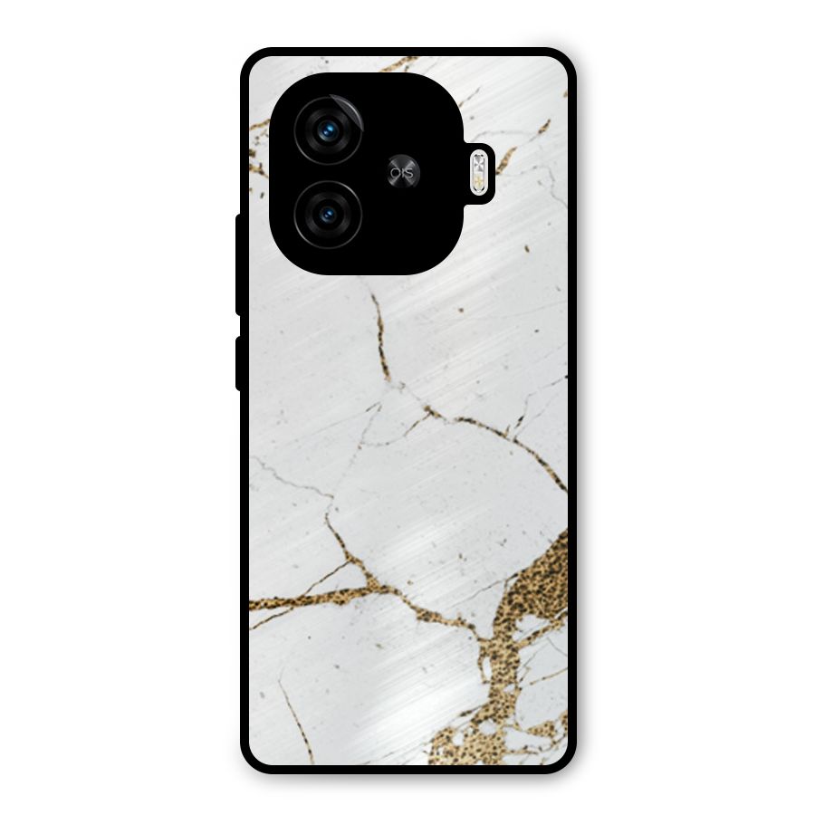 White and Gold Design Metal Back Case for iQOO Neo 10R