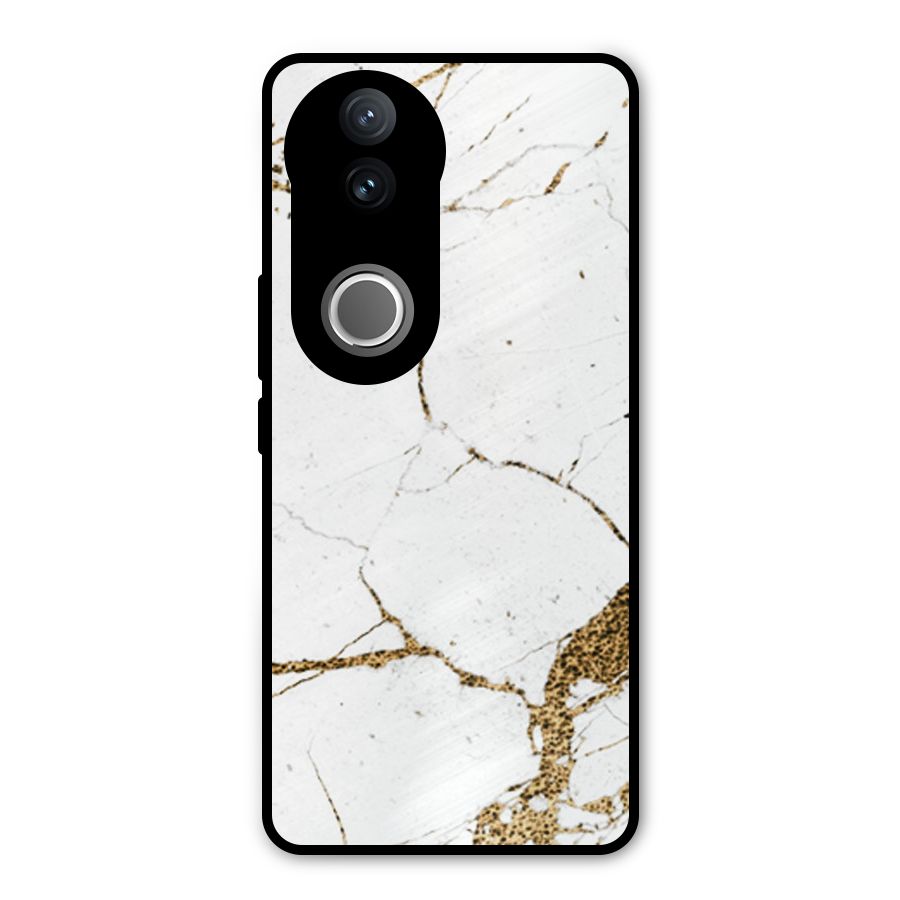 White and Gold Design Metal Back Case for iQOO Z10R