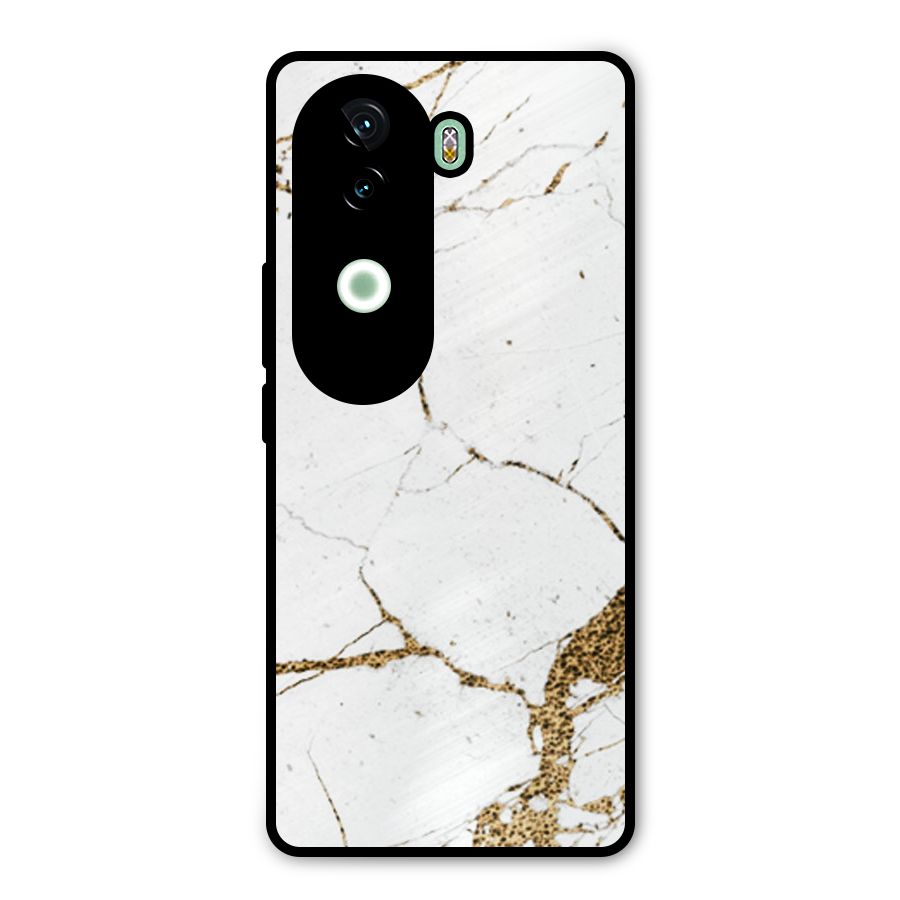 White and Gold Design Metal Back Case for iQOO Z9s