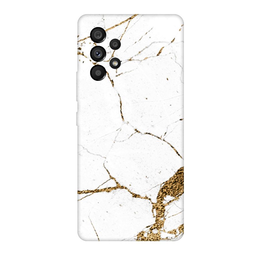 White and Gold Design Original Polycarbonate Back Case for Galaxy A53 5G