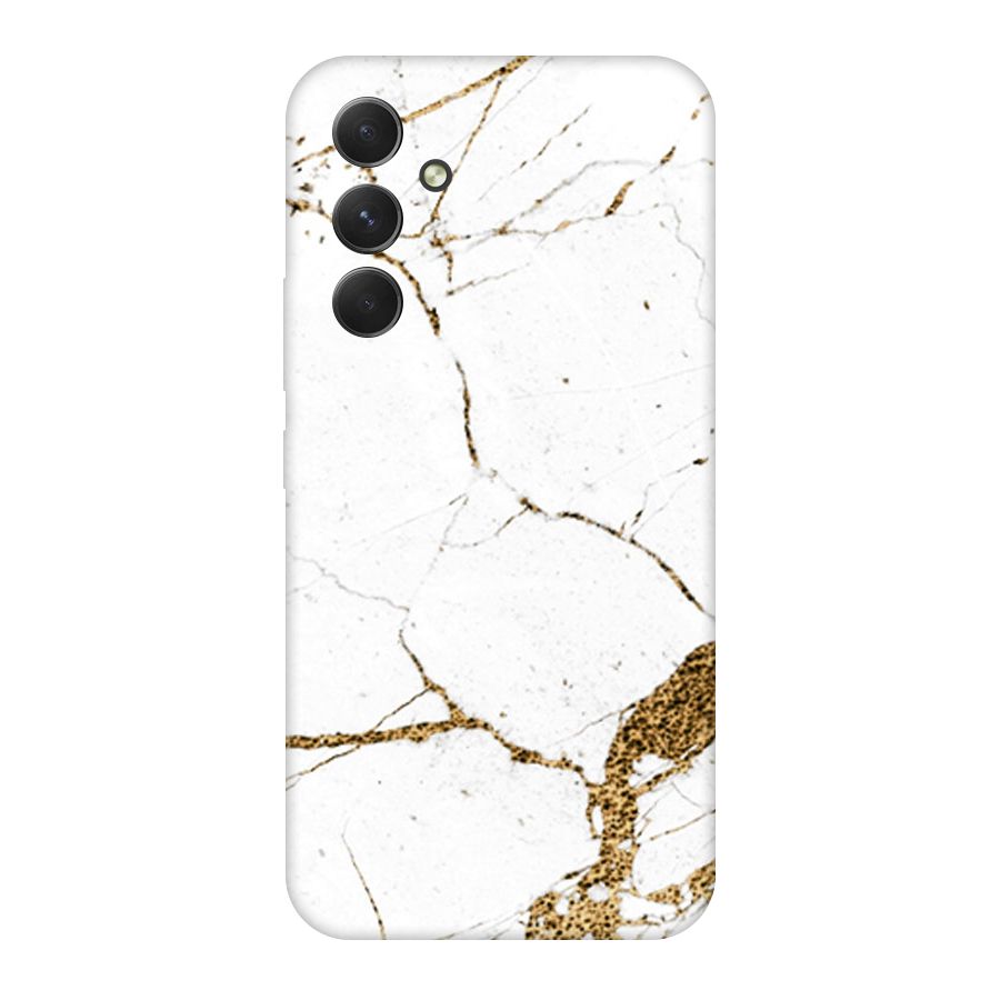White and Gold Design Original Polycarbonate Back Case for Galaxy A54