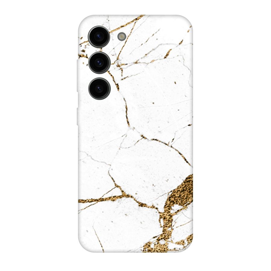 White and Gold Design Original Polycarbonate Back Case for Galaxy S23