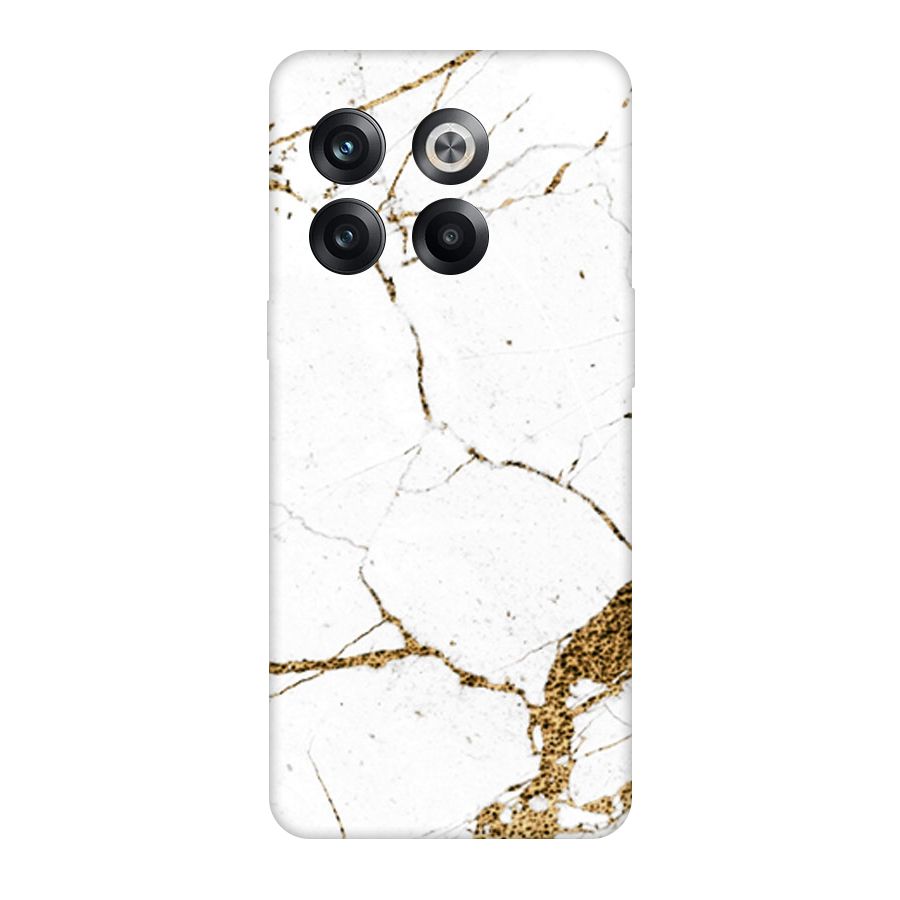 White and Gold Design Original Polycarbonate Back Case for OnePlus 10T