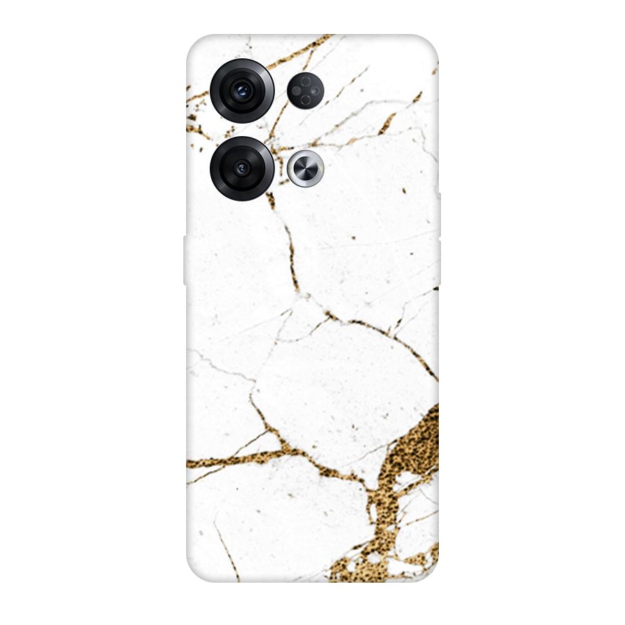 White and Gold Design Original Polycarbonate Back Case for Oppo Reno8 Pro 5G