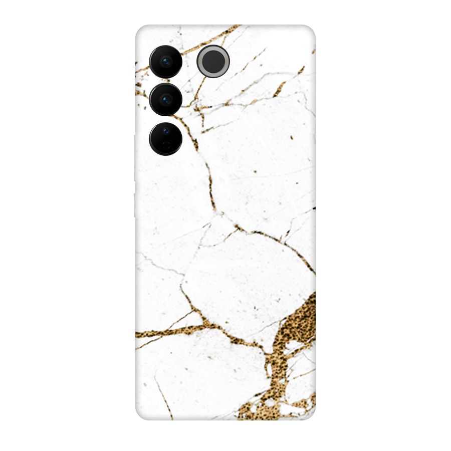 White and Gold Design Original Polycarbonate Back Case for Vivo V27