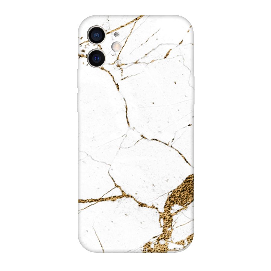 White and Gold Design Original Polycarbonate Back Case for iPhone 12