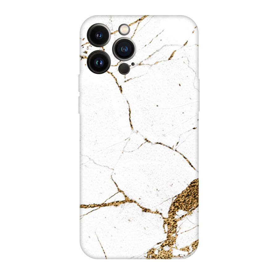White and Gold Design Original Polycarbonate Back Case for iPhone 13 Pro Max