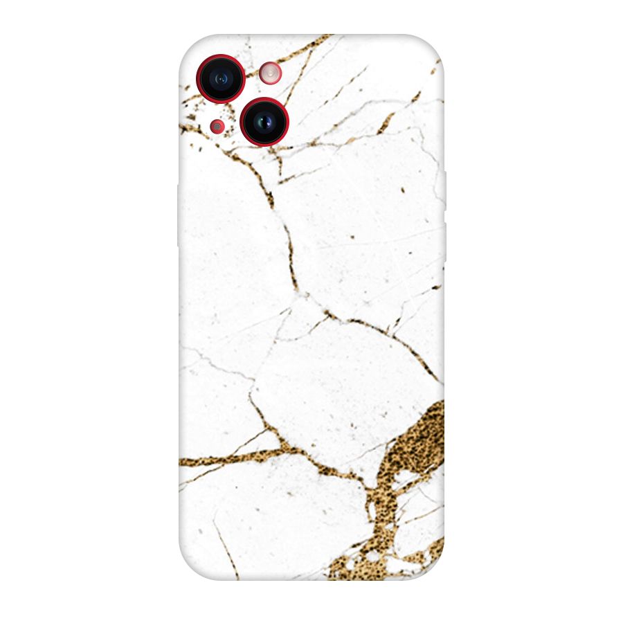 White and Gold Design Original Polycarbonate Back Case for iPhone 14 Plus