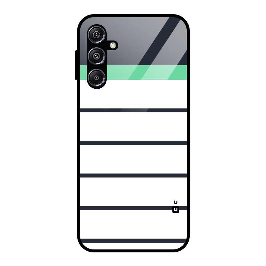 White and Simple Stripes Glass Back Case for Galaxy M34 5G