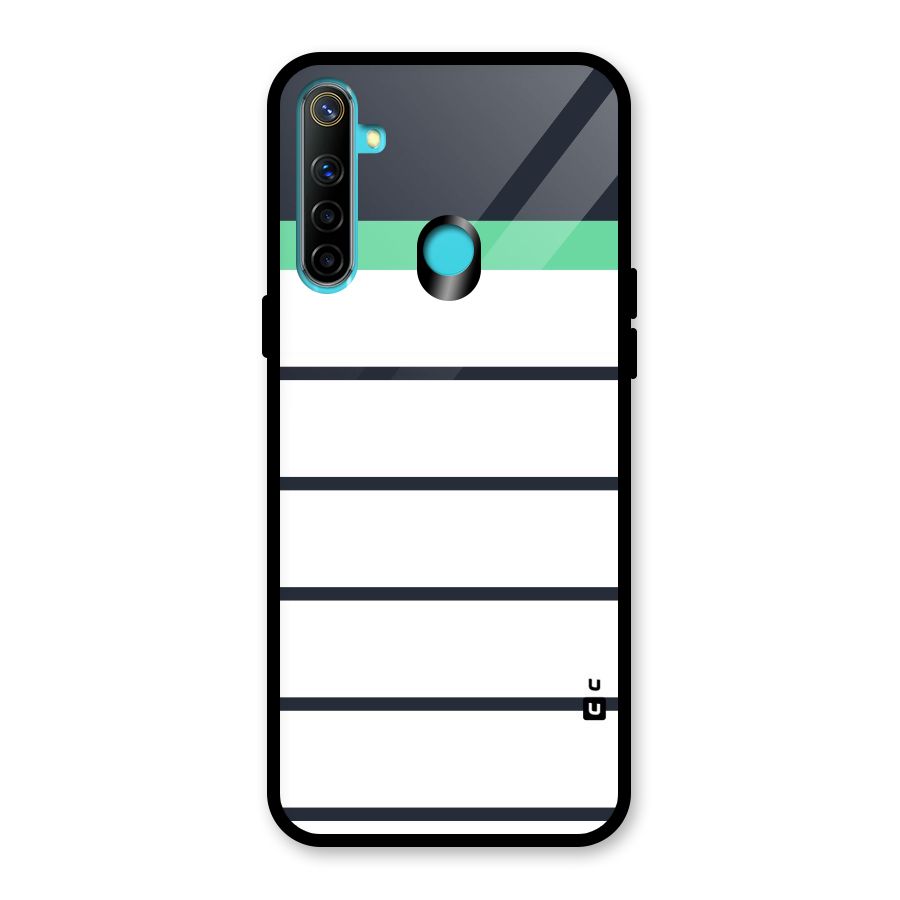 White and Simple Stripes Glass Back Case for Realme 5