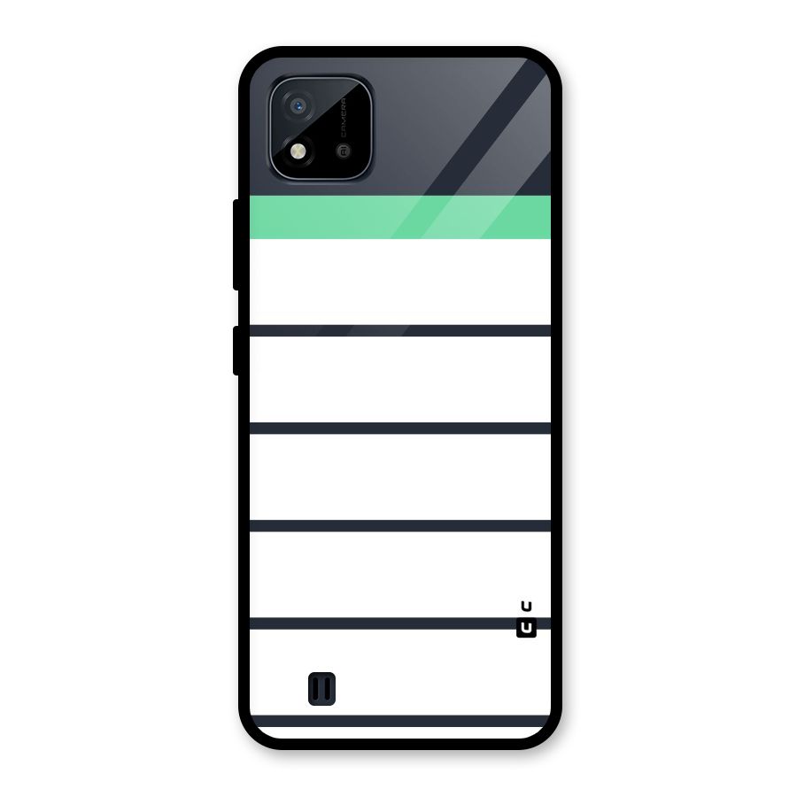 White and Simple Stripes Glass Back Case for Realme C11 2021