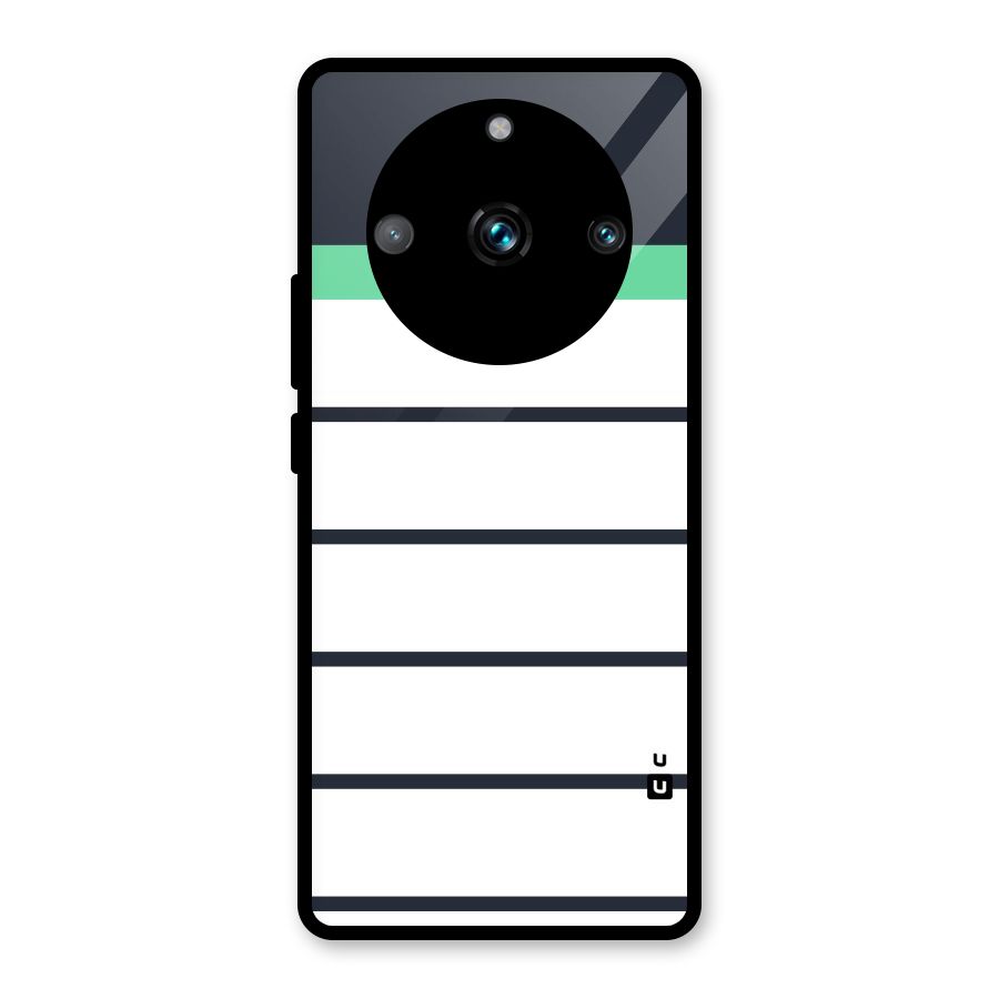 White and Simple Stripes Glass Back Case for Realme Narzo 60 Pro