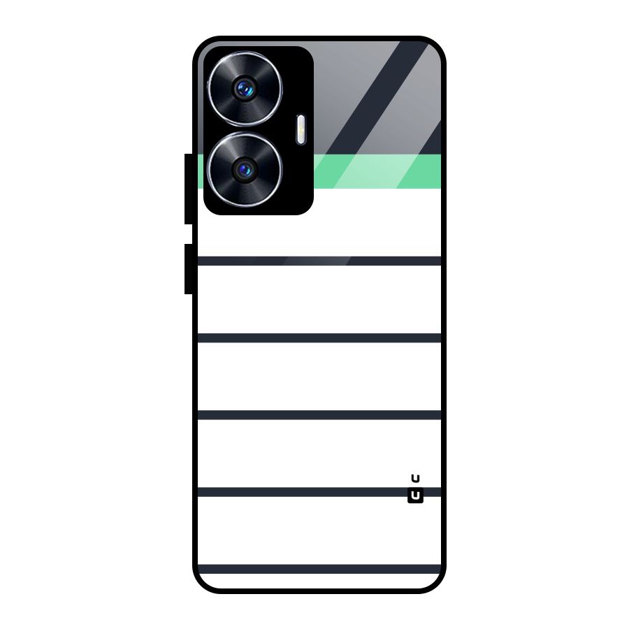 White and Simple Stripes Glass Back Case for Realme Narzo N55