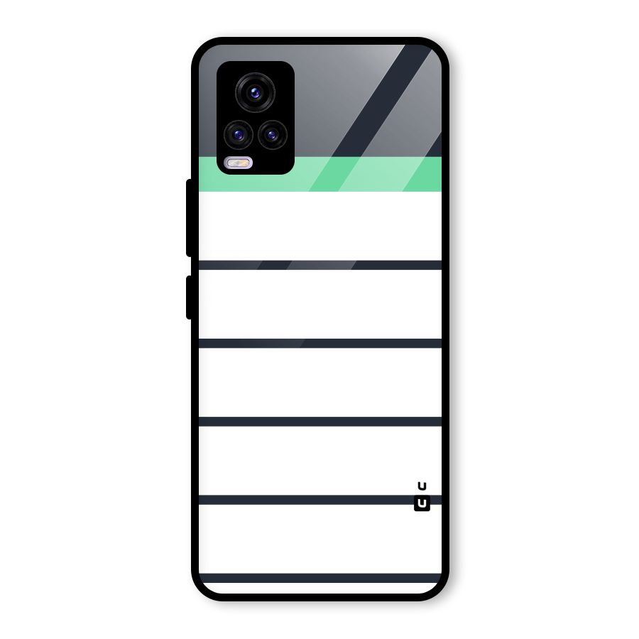 White and Simple Stripes Glass Back Case for Vivo V20 2021