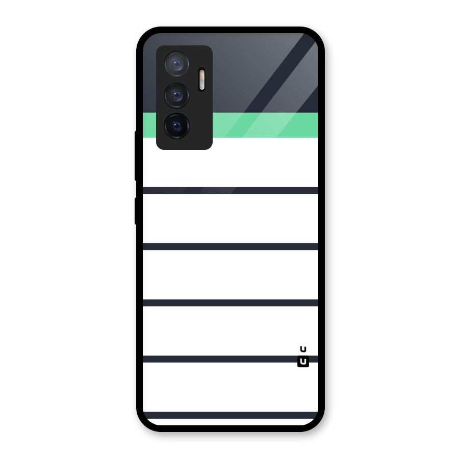 White and Simple Stripes Glass Back Case for Vivo V23e