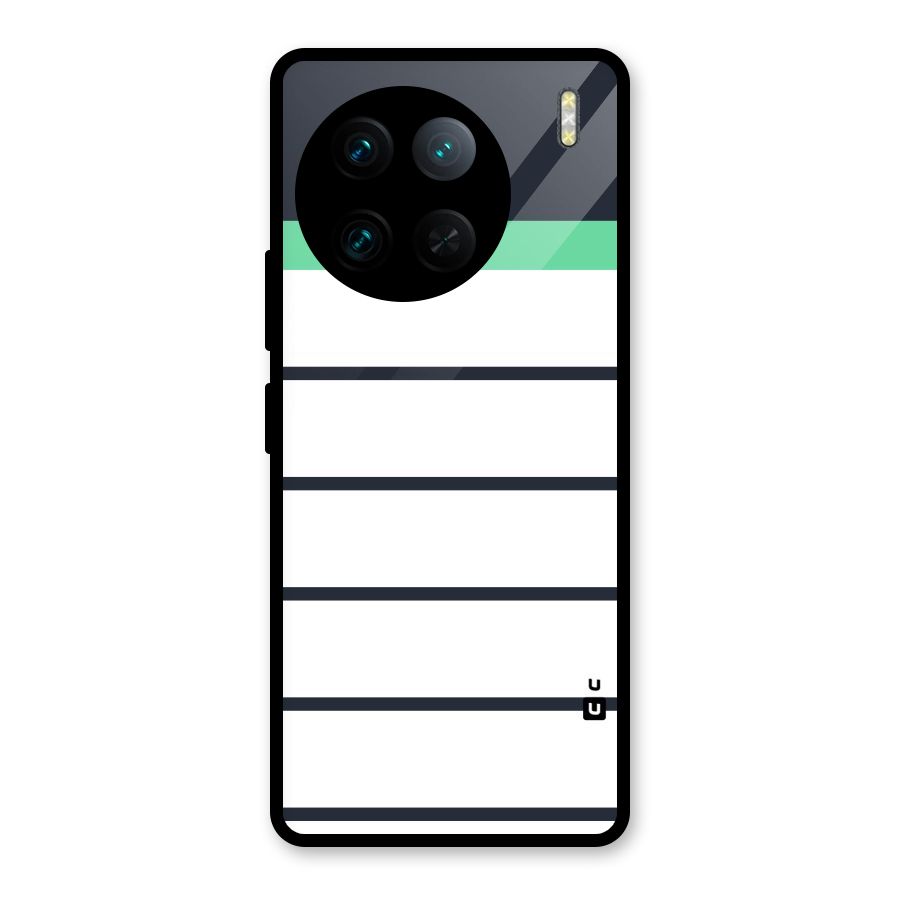 White and Simple Stripes Glass Back Case for Vivo X90 Pro